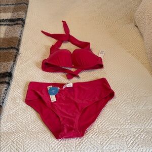 Red/pink Halter Bikini Set